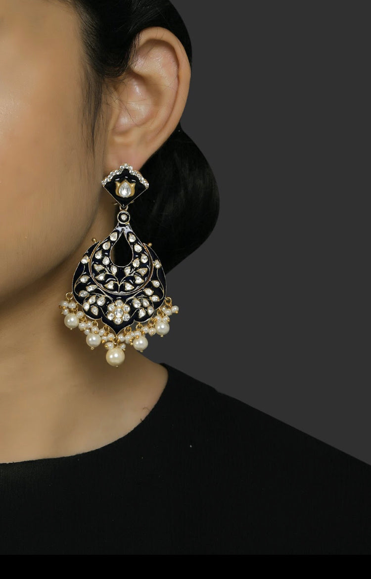 Silver Enamel Earrings - Amrrutam