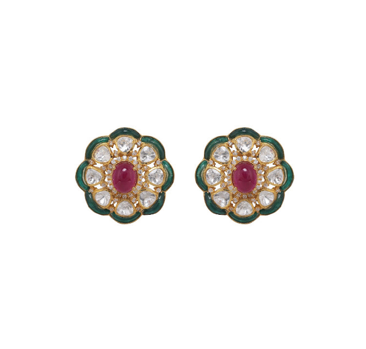 Silver Multicolor Stud Earrings - Amrrutam