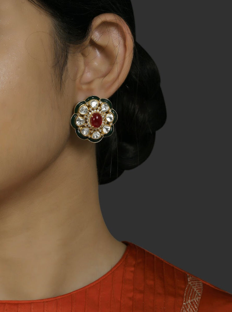 Silver Multicolor Stud Earrings - Amrrutam