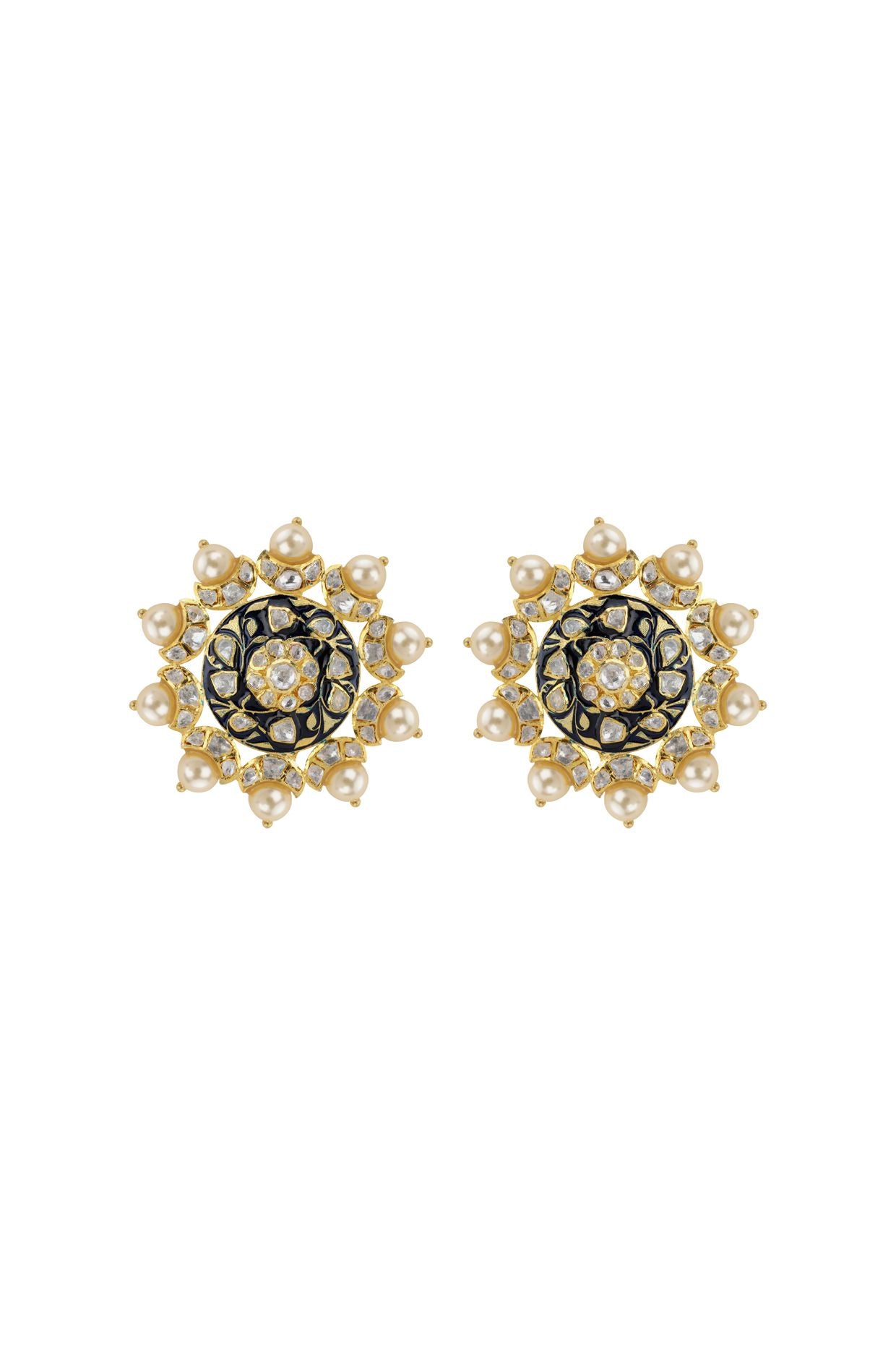 Gold Plated Silver Pendant Necklace With Ear Studs - Amrrutam