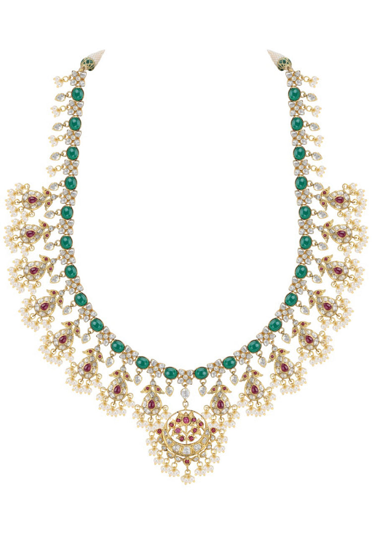 Silver Polki Necklace - Amrrutam