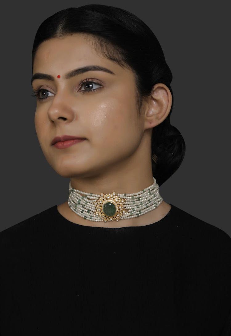 Silver Statement Pastel Choker - Amrrutam