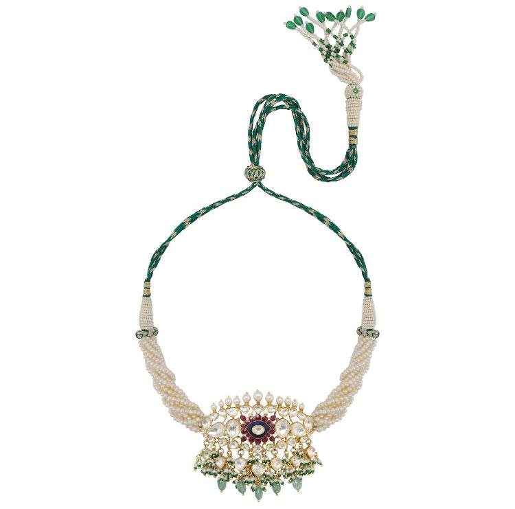 Silver Polki Utarai Choker Necklace - Amrrutam