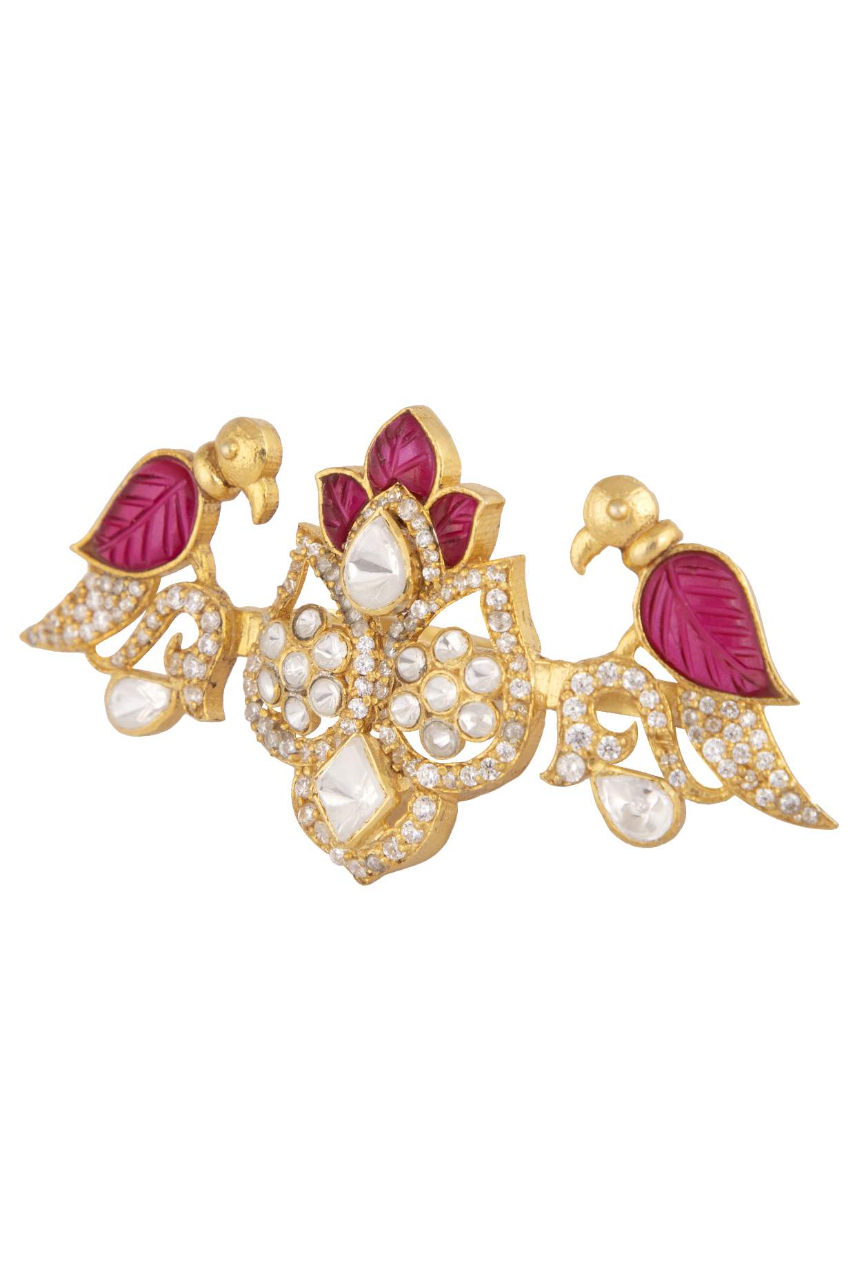 Gold Plated Silver Two Finger Ring - Amrrutam