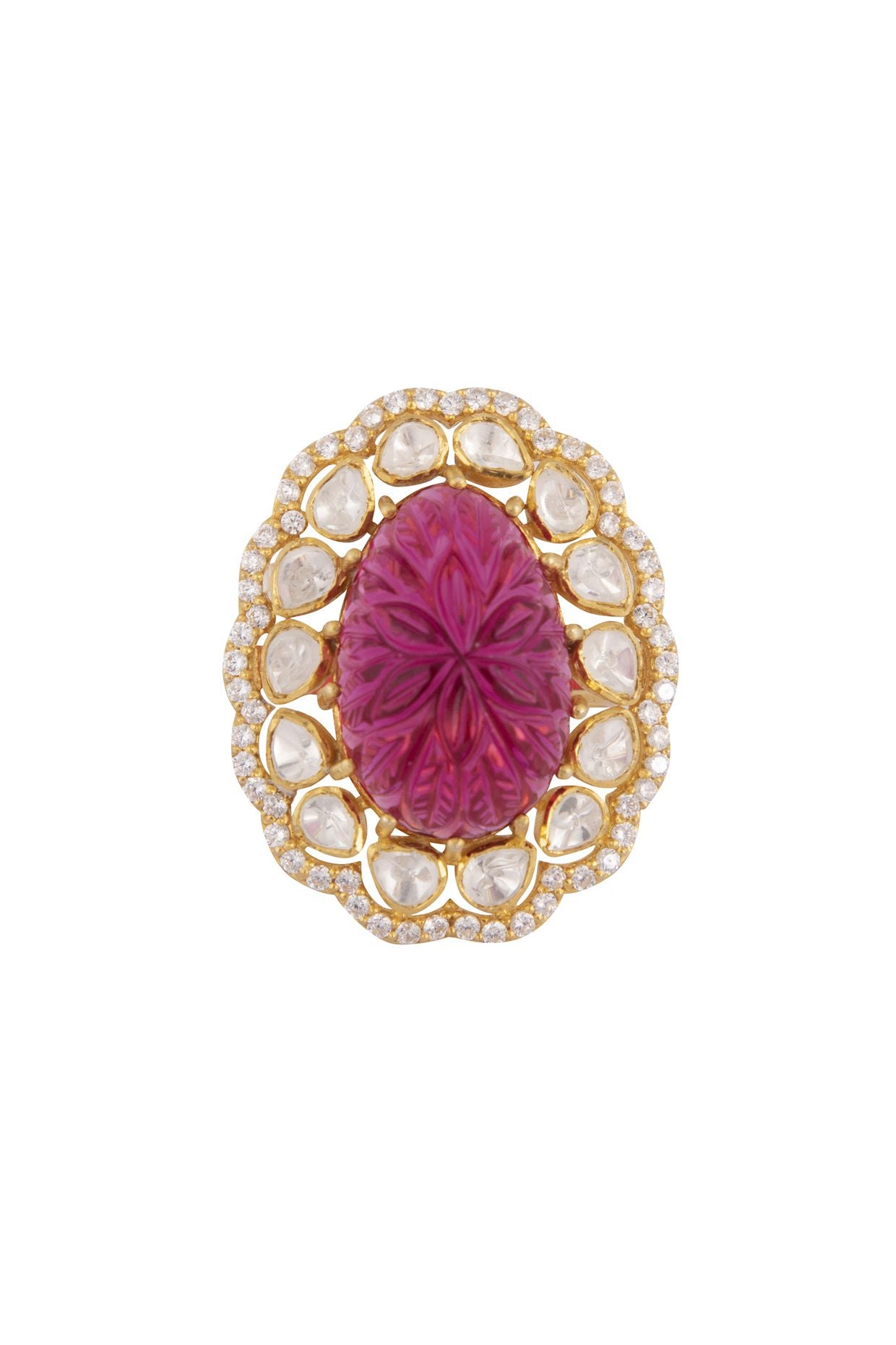 Gold Plated Silver Oval Ring - Amrrutam