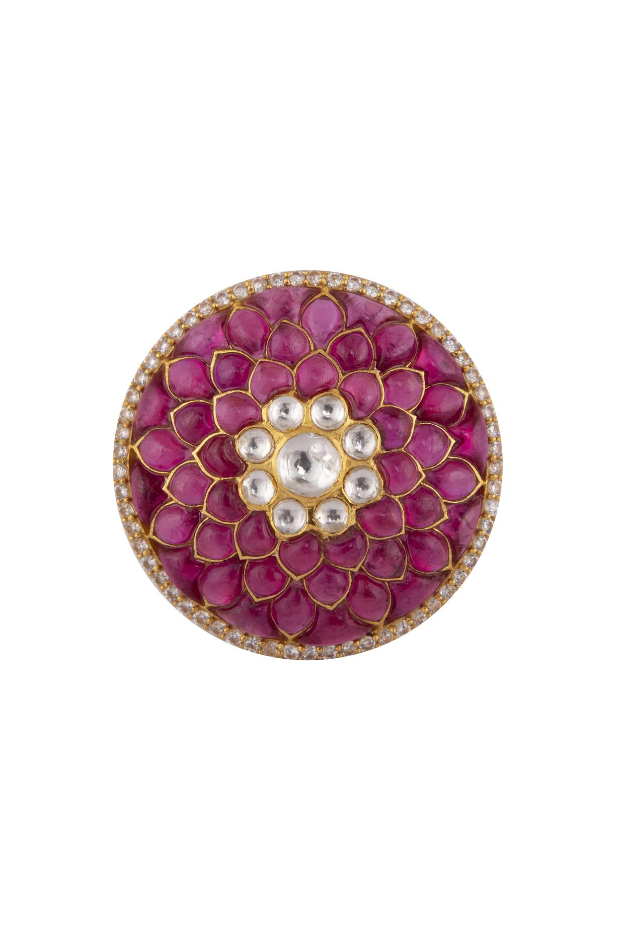 Gold Plated Silver Floral Ring - Amrrutam