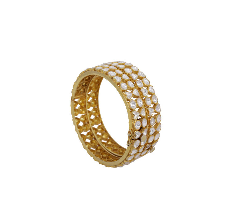 Silver Polki Bangle Set - Amrrutam