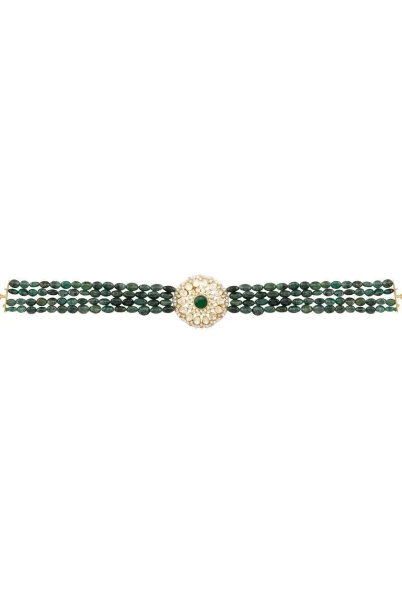 Sterling Silver Emerald Choker Necklace - Amrrutam
