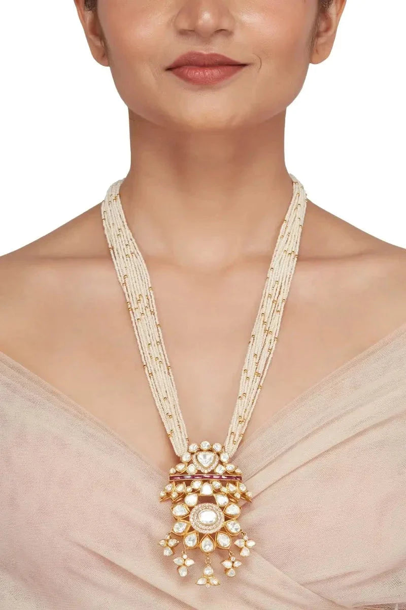 Sterling Silver Ruby Long Necklace - Amrrutam