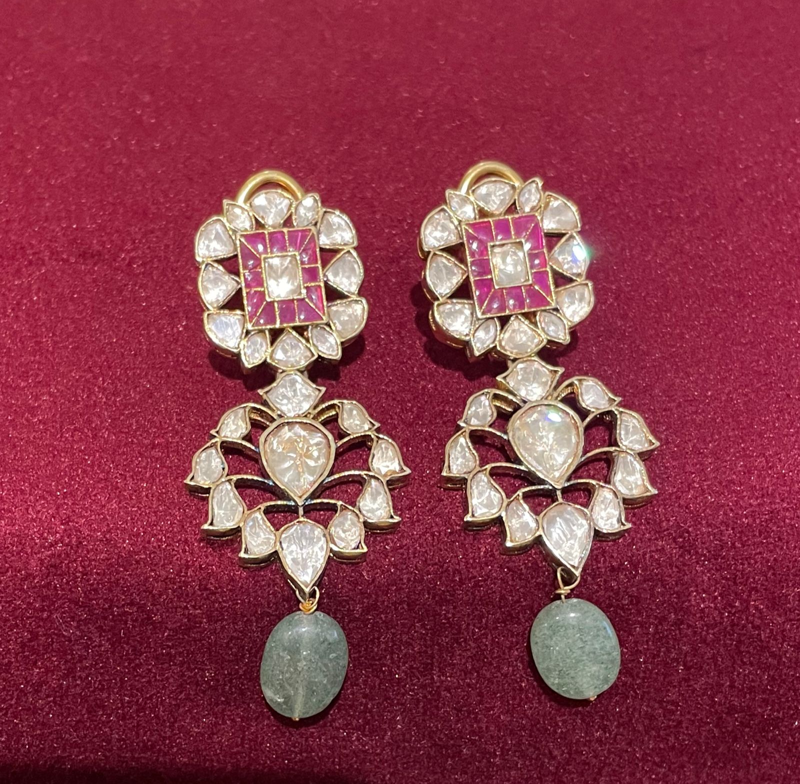 925 Silver Veera Polki Earring - Amrrutam Jewellery