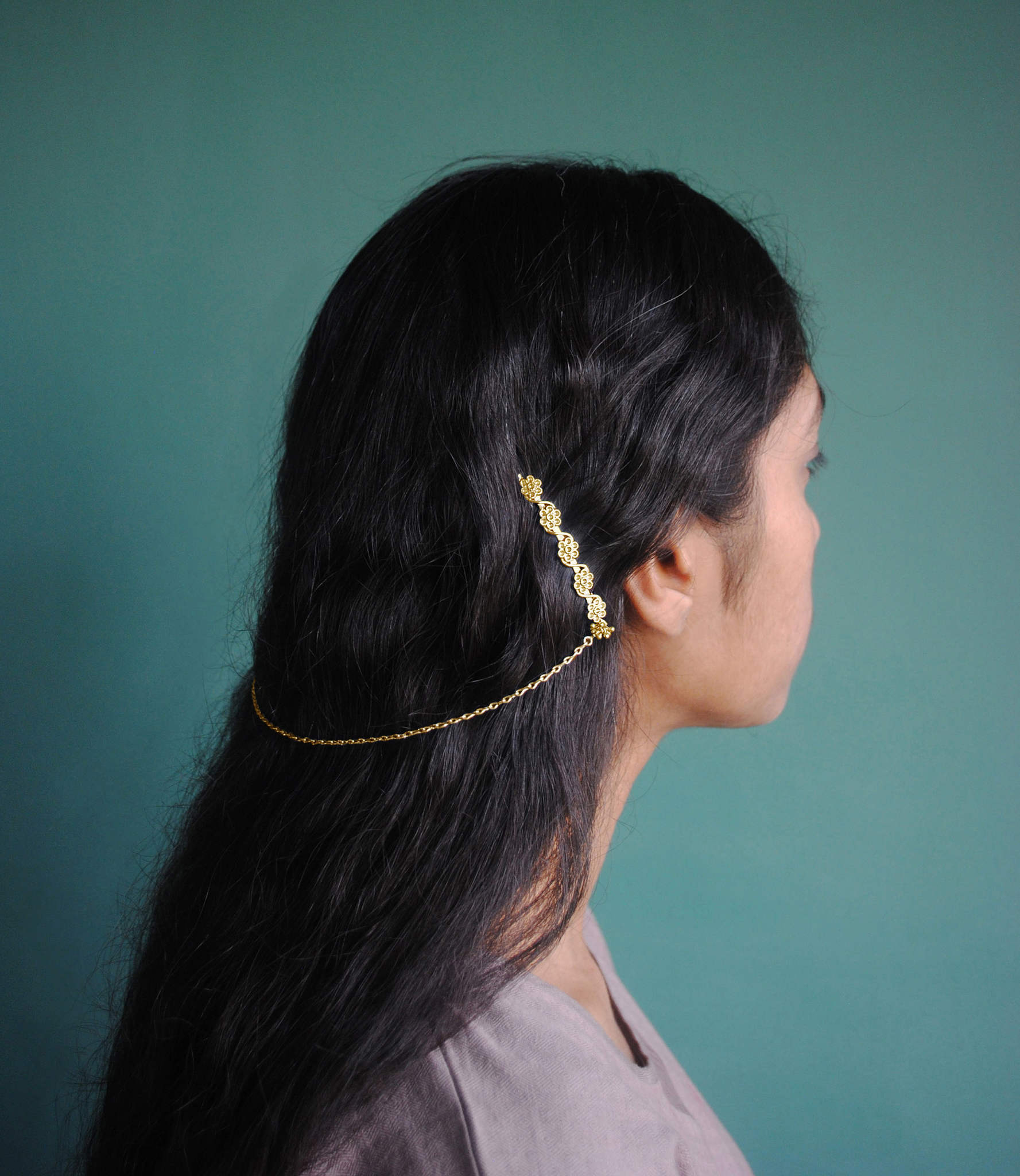Phool Bel Hair-Clip Gold - Amrrutam