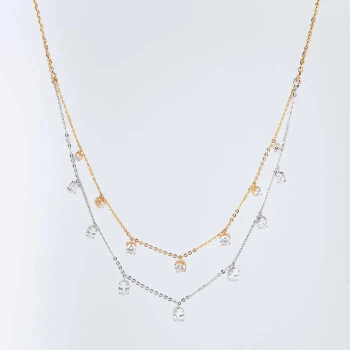 925 Silver Delicate Swarovski Necklace - Amrrutam