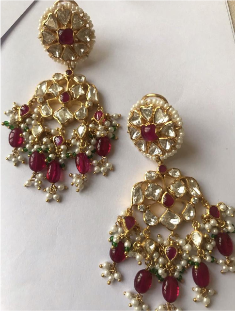 maroon chaandbali for diwali