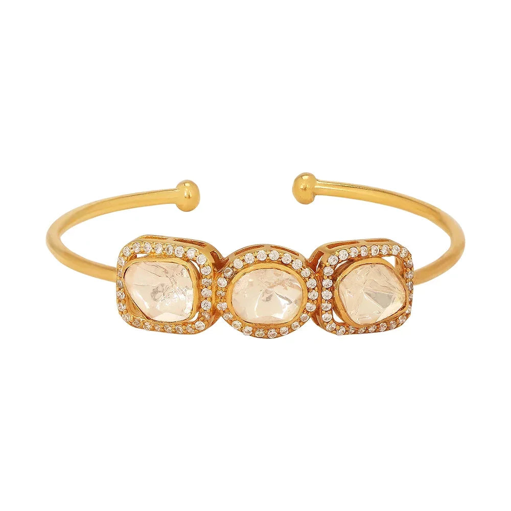 Moissanite Polki Cuff Bracelet - Amrrutam