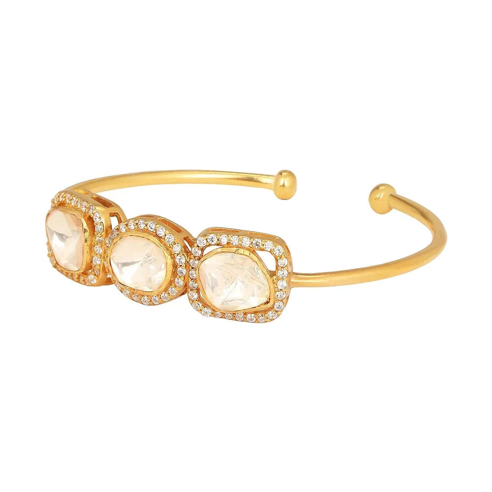Moissanite Polki Cuff Bracelet - Amrrutam