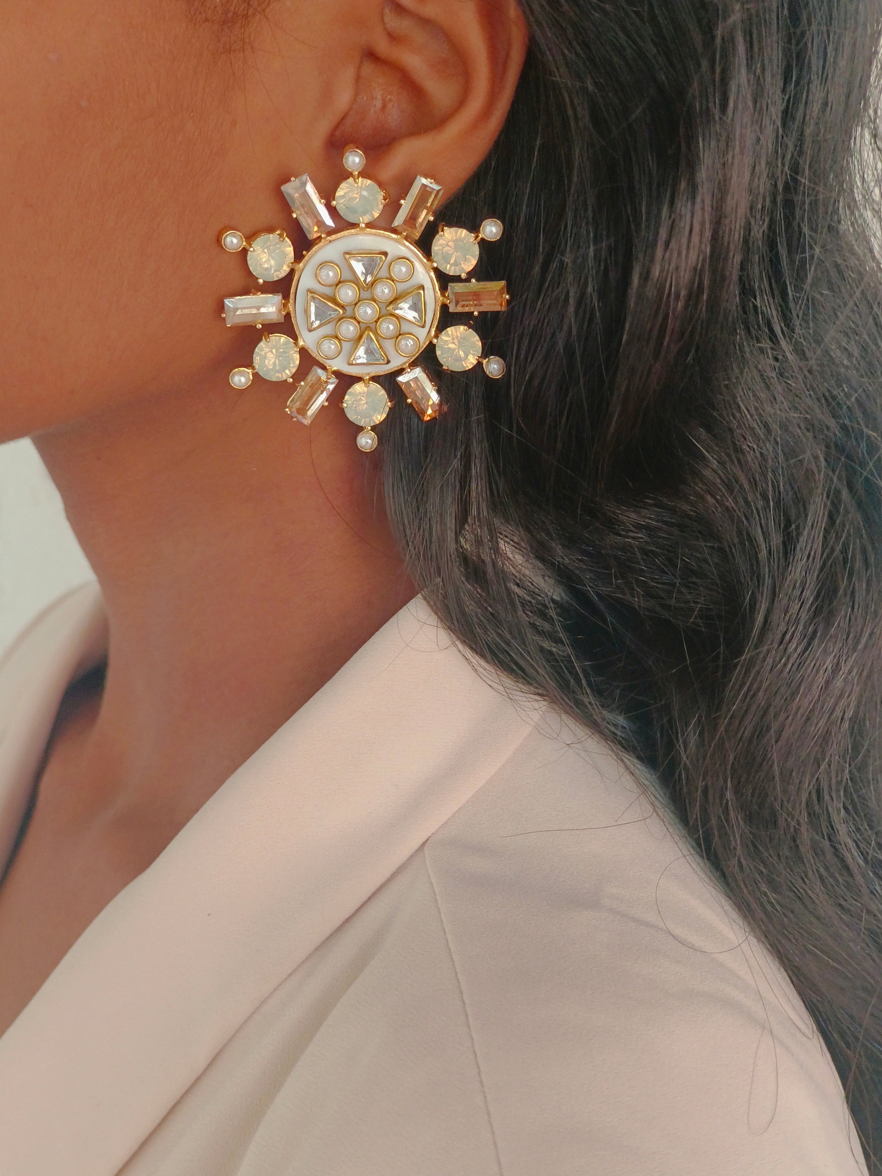 Rubaina Swarovski Stud Earrings - Amrrutam