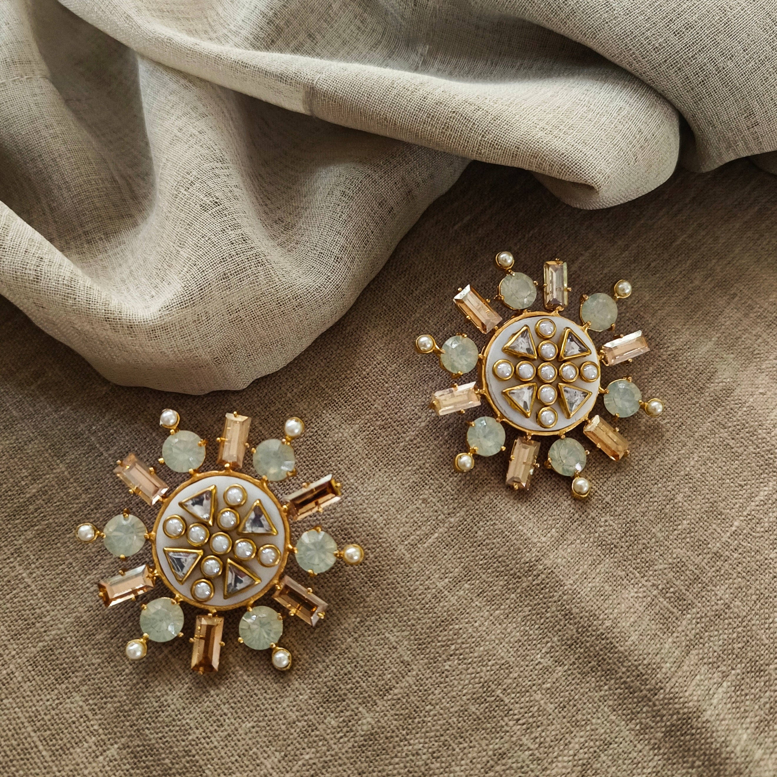 Rubaina Swarovski Stud Earrings - Amrrutam