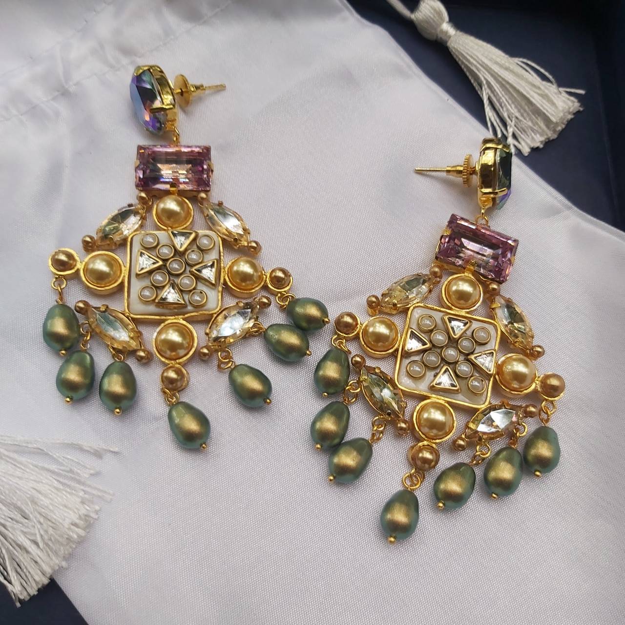 Multicolor Large Swarovski Earrings - Amrrutam