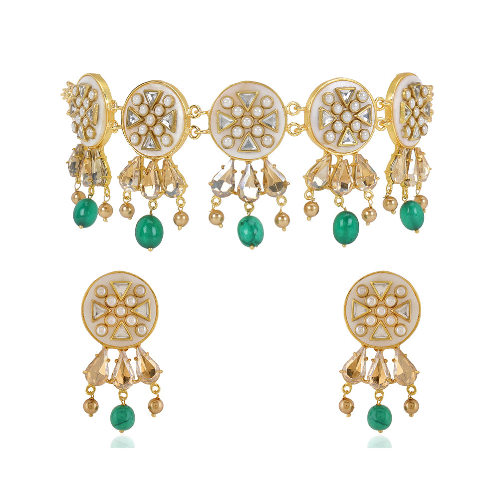 Swarovski Emerald Choker Set - Amrrutam