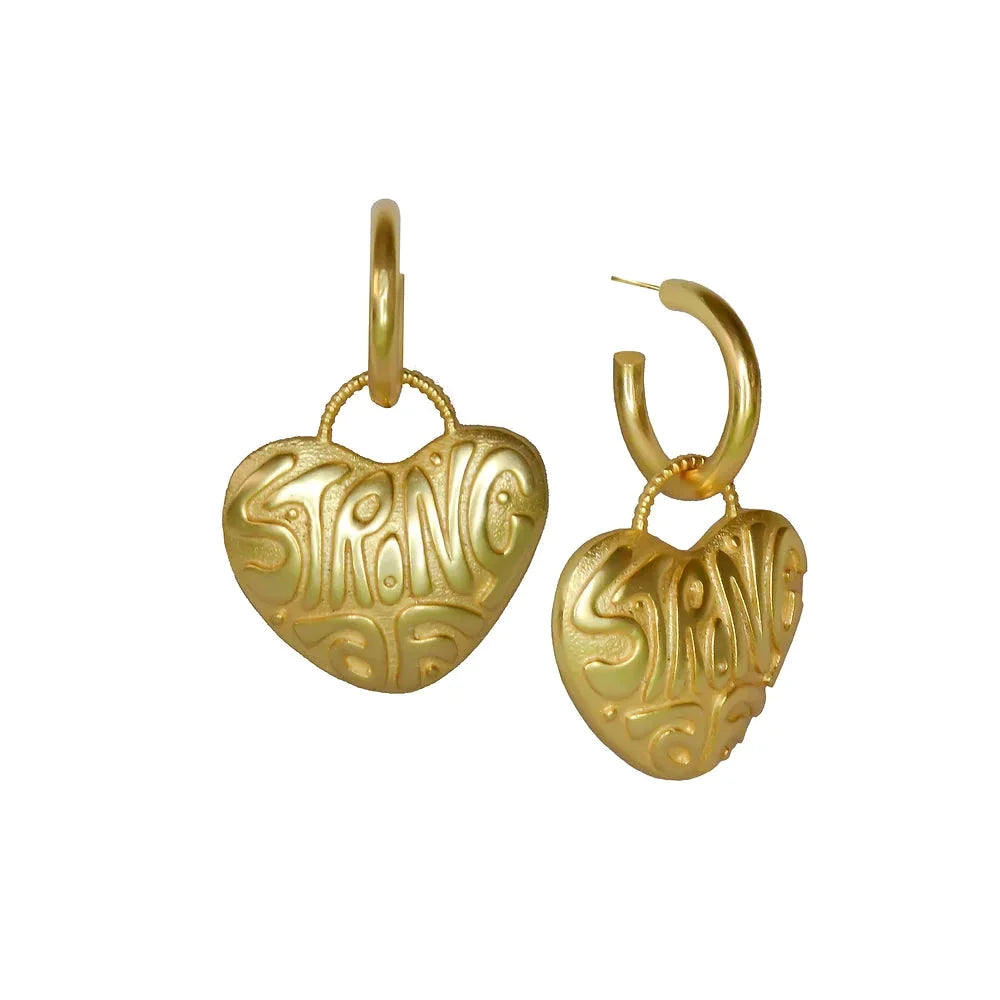 Strong Gold Heart Earrings - Amrrutam