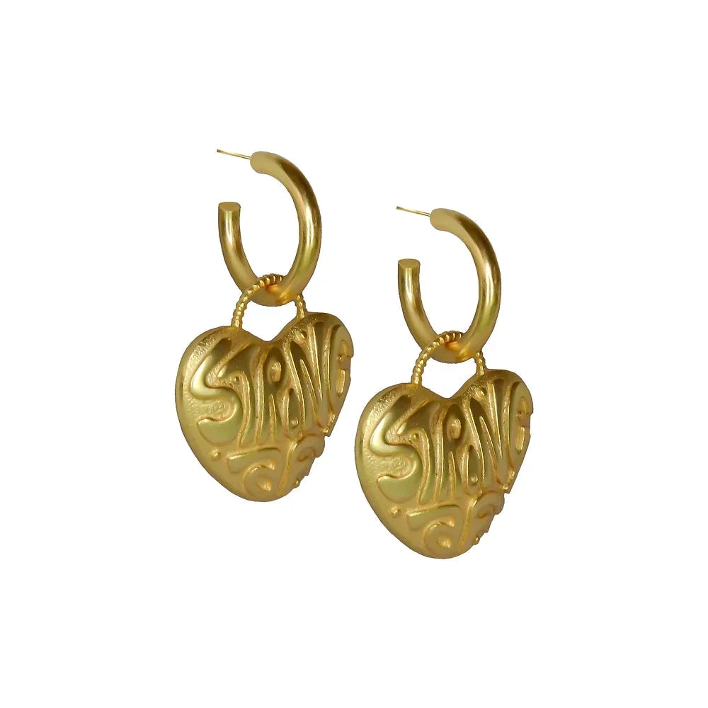 Strong Gold Heart Earrings - Amrrutam