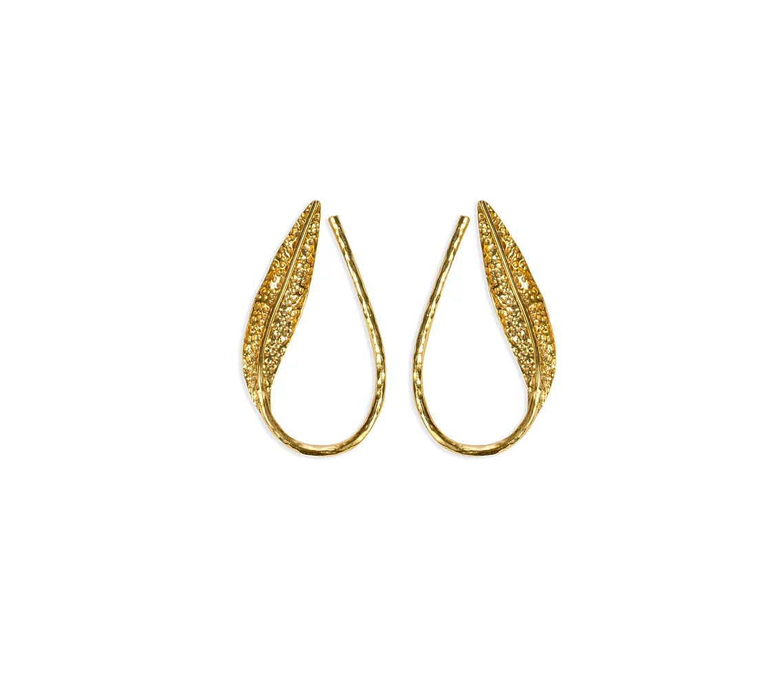 Leaf U-shaped Hoop Earrings - Amrrutam