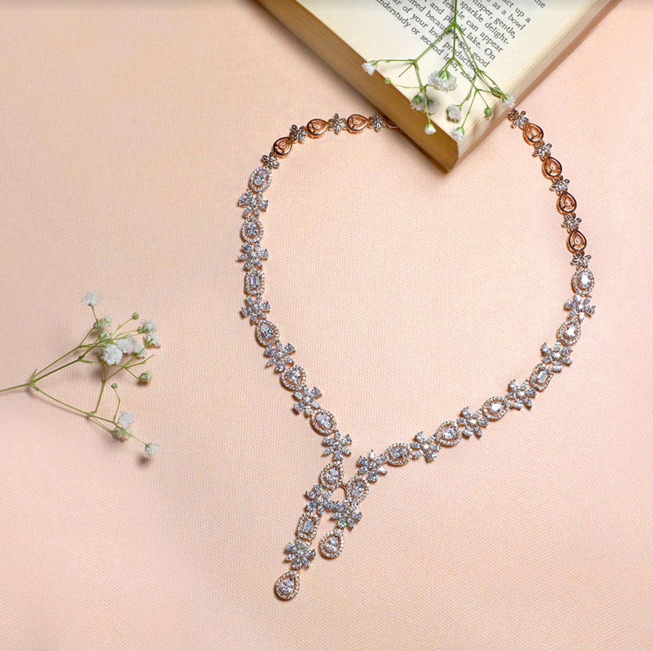 925 silver swarovski necklace with earrings - Amrrutam