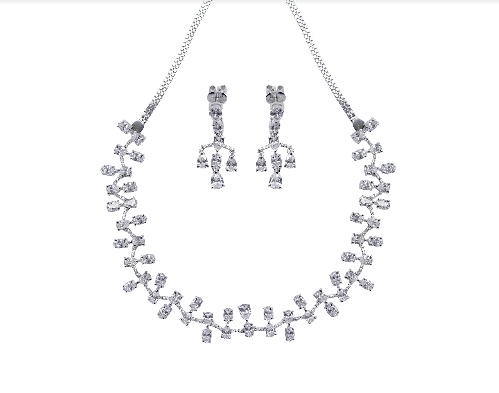 925 silver swarovski necklace set - Amrrutam