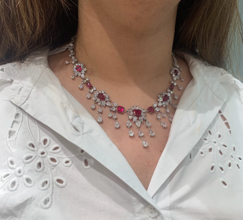 925 Silver Royal Ruby Necklace - Amrrutam