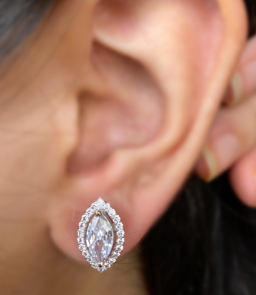 925 Silver Marquise Stud Earrings - Amrrutam