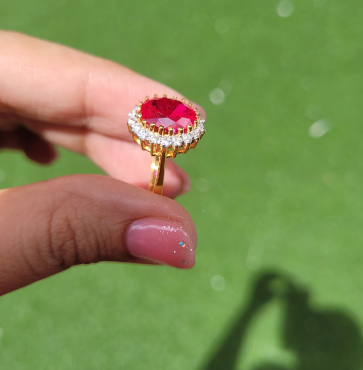 925 Silver Royal Ruby Pink Ring - Amrrutam