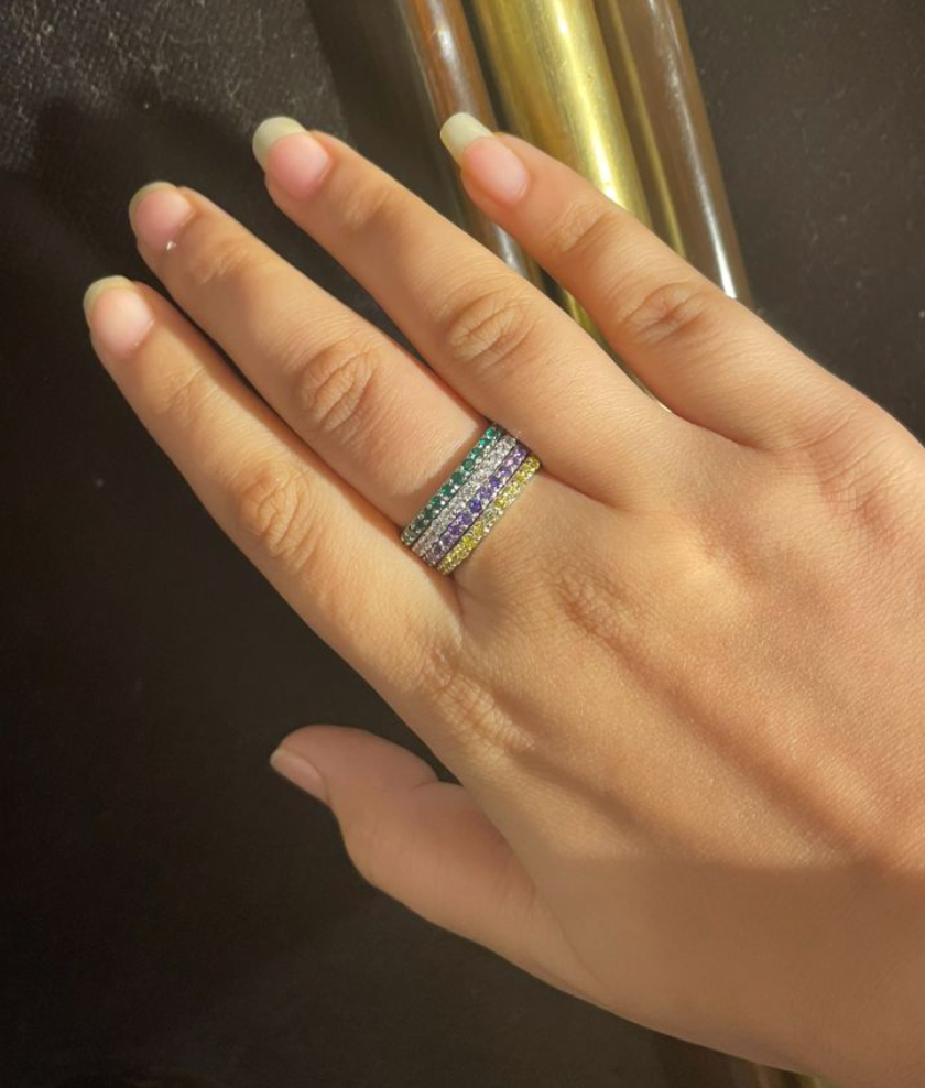 925 Silver Multi-Color Band Ring - Amrrutam