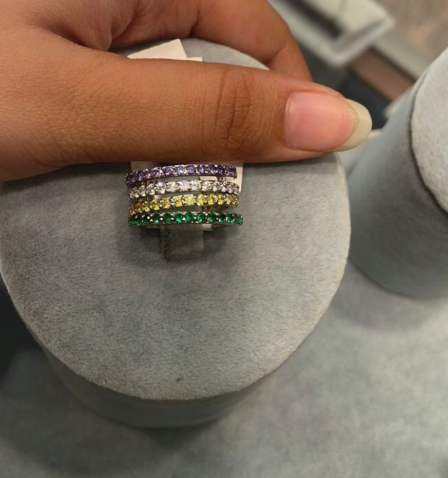 925 Silver Multi-Color Band Ring - Amrrutam