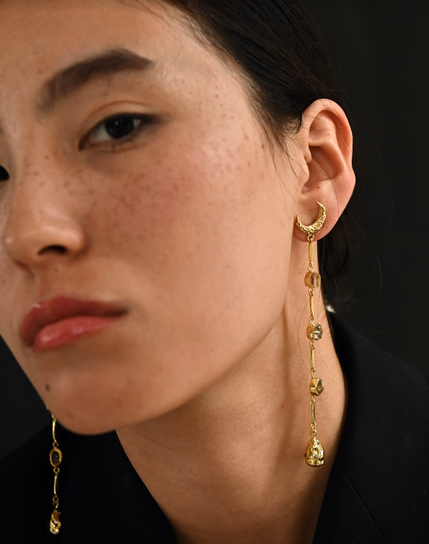 Crescent moon statement earrings for women