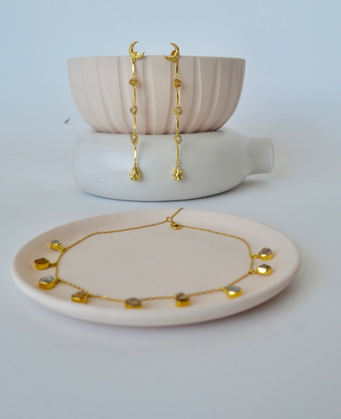 Crescent moon statement earrings for women