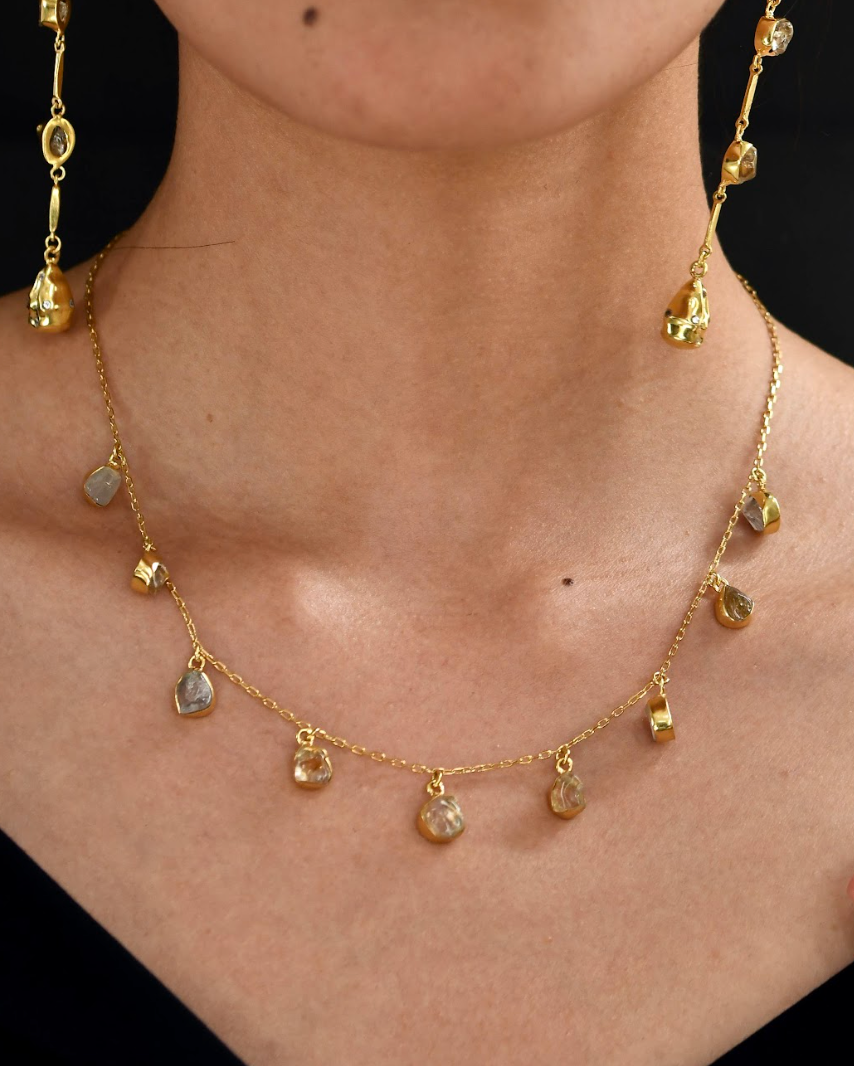 Crystal Coated Delicate chain necklace - Amrrutam