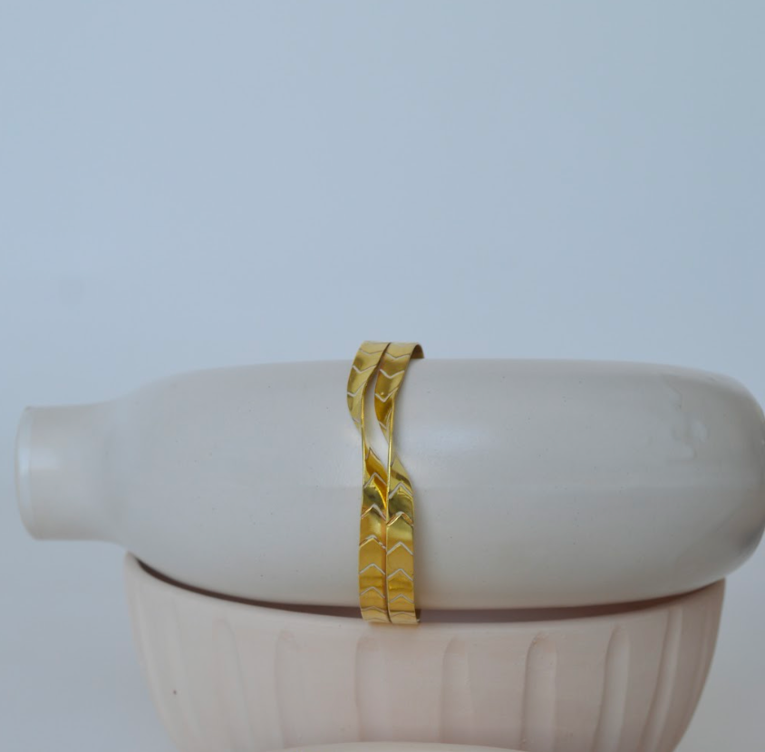 Textured Hexagonal Bangle Bracelet - Amrrutam