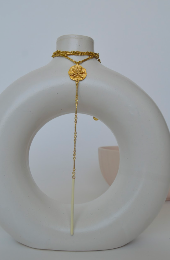 Milky Star Long Necklace - Amrrutam