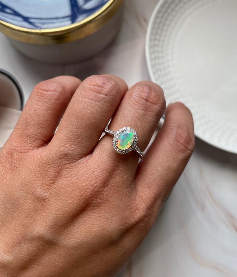 925 Silver Opal Cocktail Ring - Amrrutam