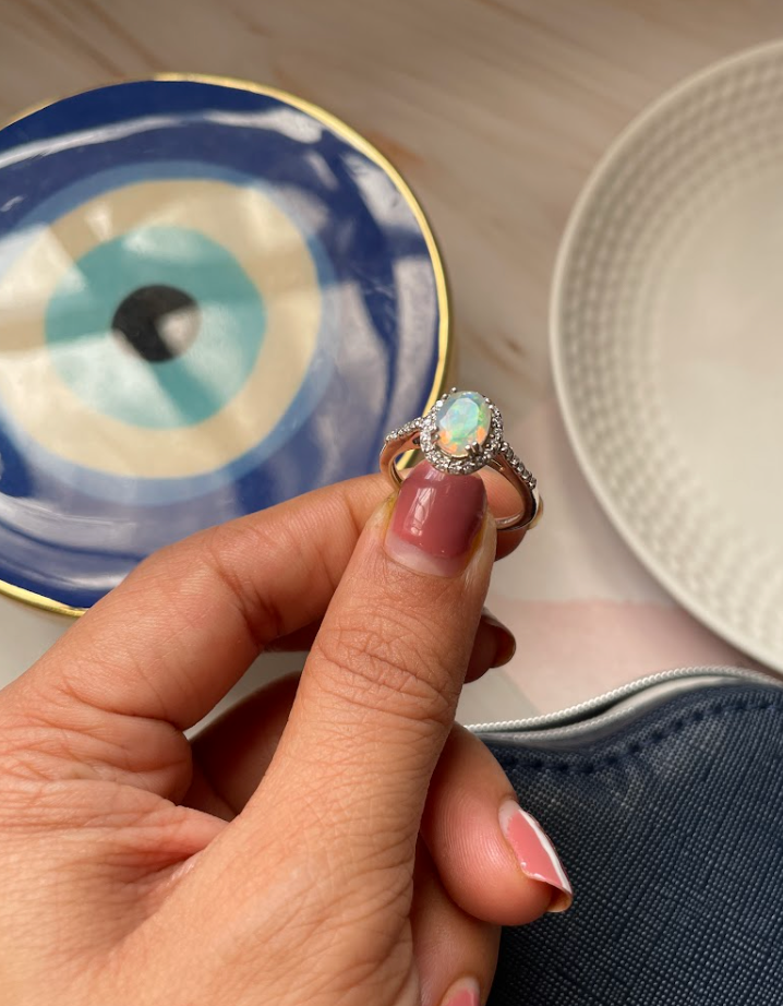 925 Silver Opal Cocktail Ring - Amrrutam