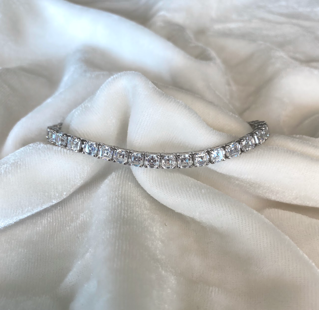 925 Silver Tennis Swarovski Bracelet - Amrrutam