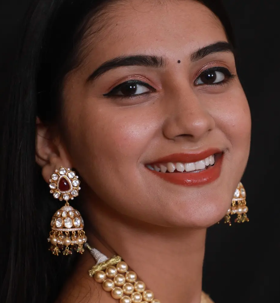 925 Silver Vibha Polki Jhumka Earrings - Amrrutam