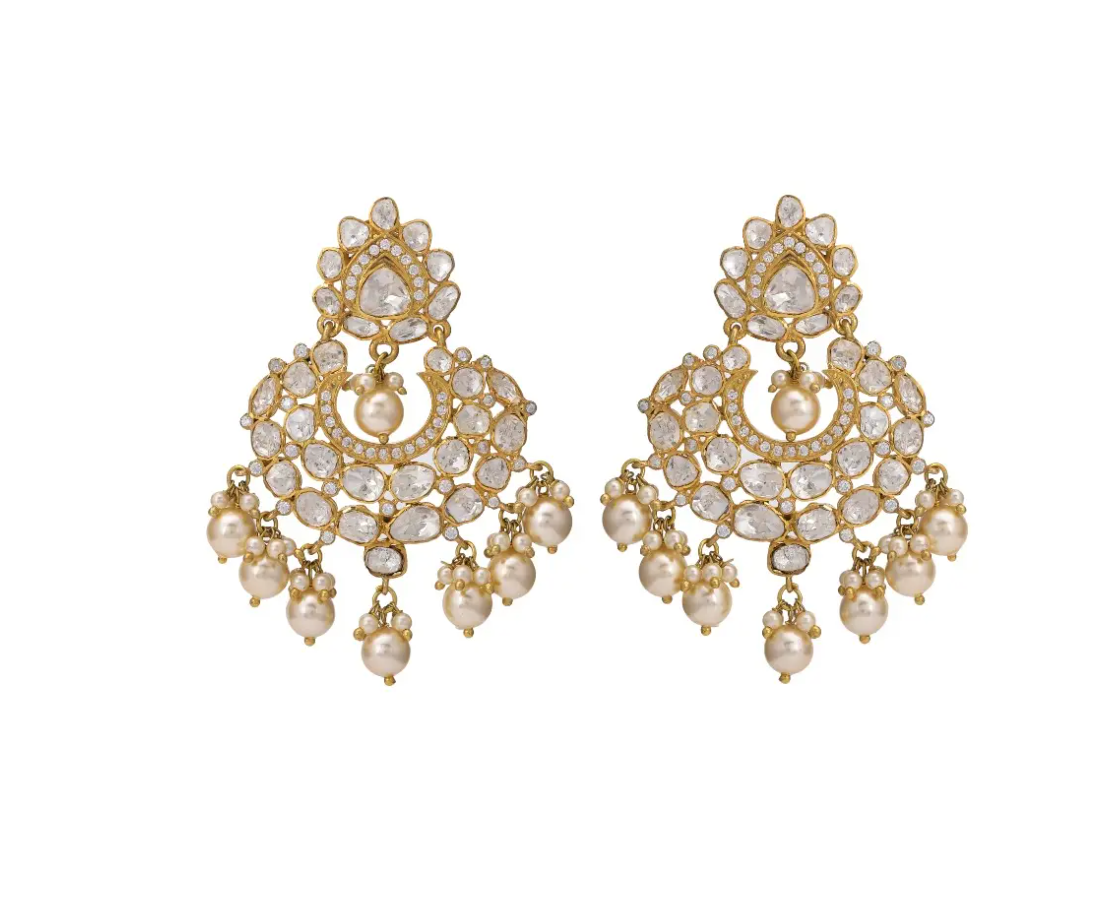 925 Silver Masuma Polki Chandbali Earrings - Amrrutam