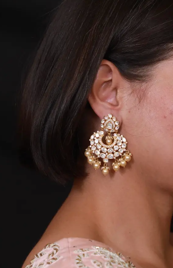 925 Silver Masuma Polki Chandbali Earrings - Amrrutam