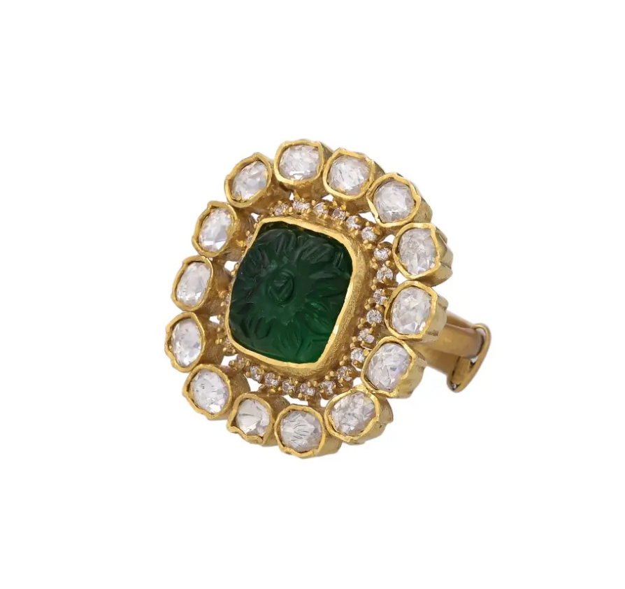 925 Silver Charita Polki Ring - Amrrutam