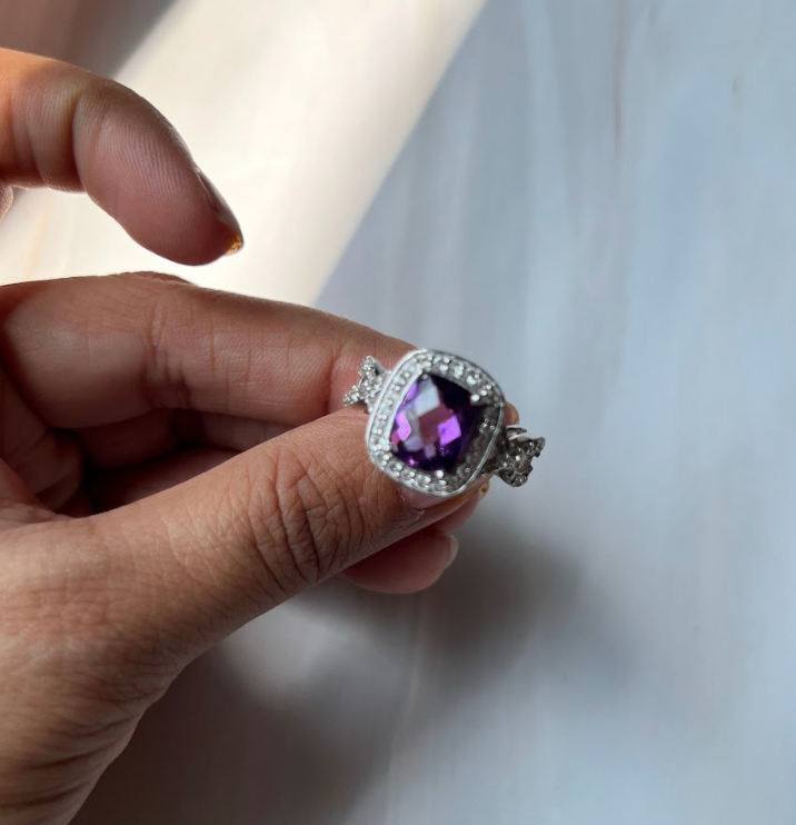 925 Silver Amethyst Cocktail Ring - Amrrutam