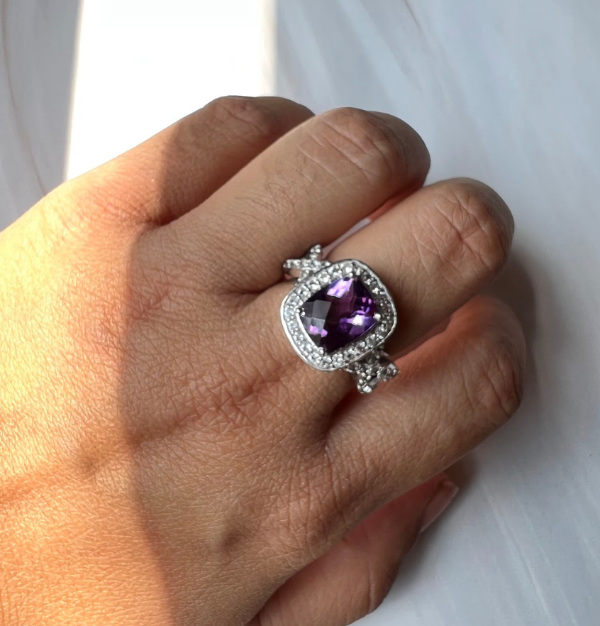 925 Silver Amethyst Cocktail Ring - Amrrutam