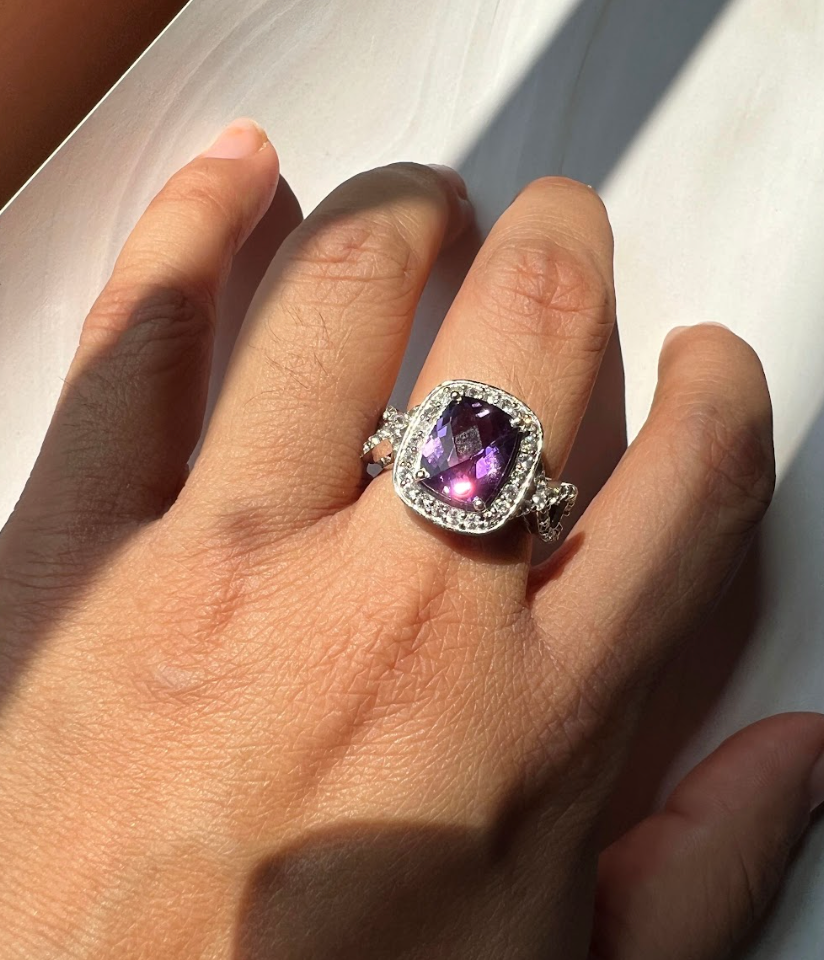 925 Silver Amethyst Cocktail Ring - Amrrutam