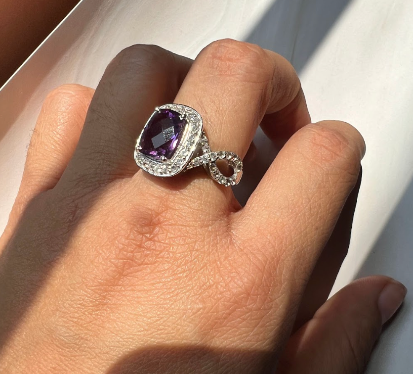 925 Silver Amethyst Cocktail Ring - Amrrutam