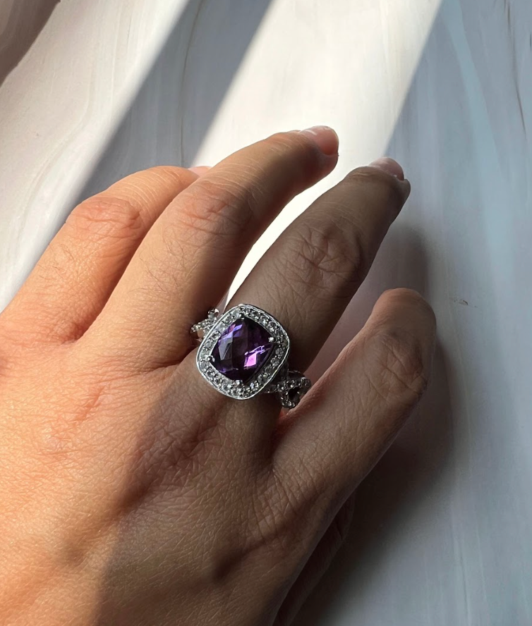 925 Silver Amethyst Cocktail Ring - Amrrutam